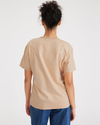 Back view of model wearing Apple Blossom Women's Regular Fit Crew Tee.