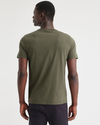 Back view of model wearing Army Green Men's Slim Fit Icon Tee Shirt.