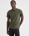 Front view of model wearing Army Green Men's Slim Fit Icon Tee Shirt.
