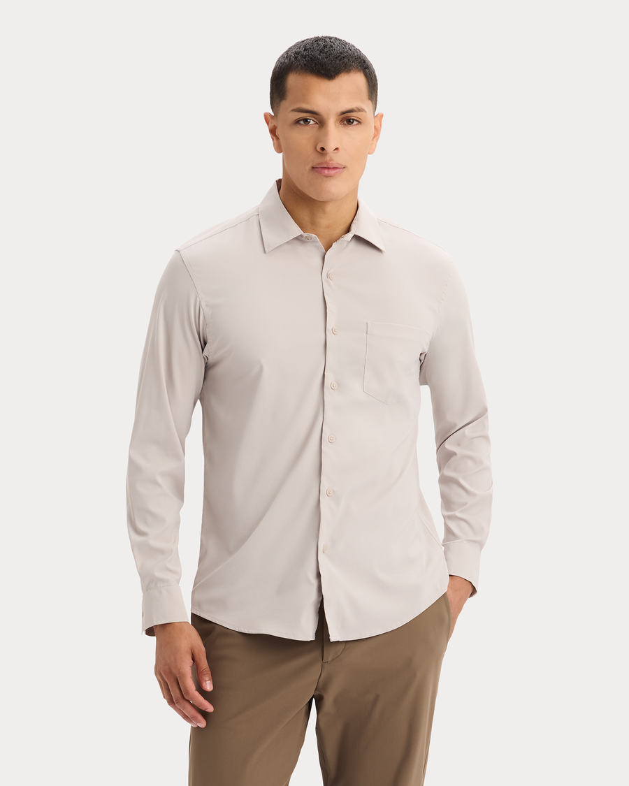 View of model wearing Ashes Of Roses Go Shirt Long Sleeve, Regular Fit.