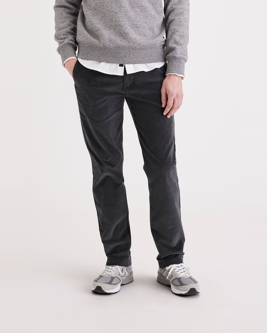 Front view of model wearing Asphalt Crafted Khaki Pants, Slim Fit.