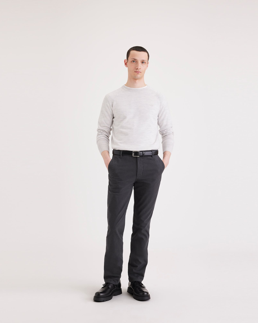 Front view of model wearing Asphalt Men's Slim Fit Original Chino Pants.