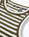 View of model wearing Avocado Rib Tank, Slim Fit.