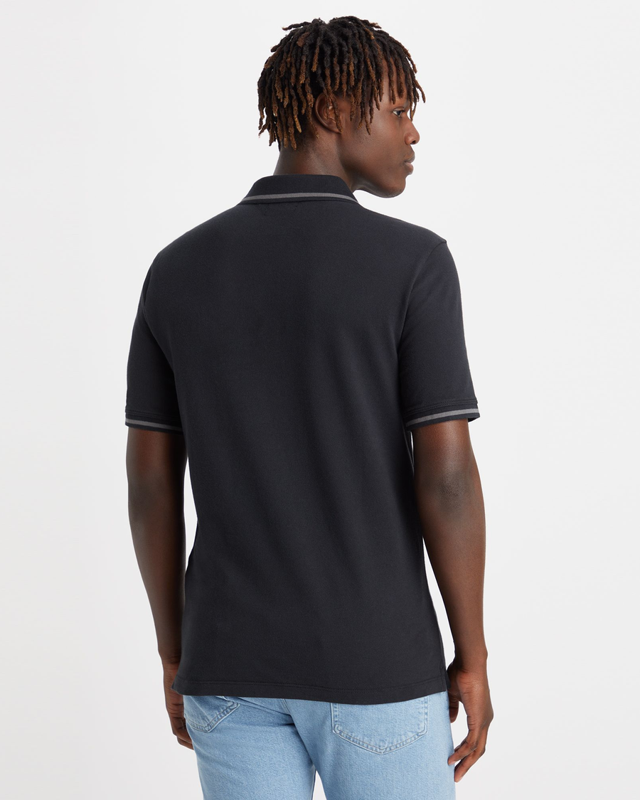 Back view of model wearing Beautiful Black Big and Tall Original Polo.