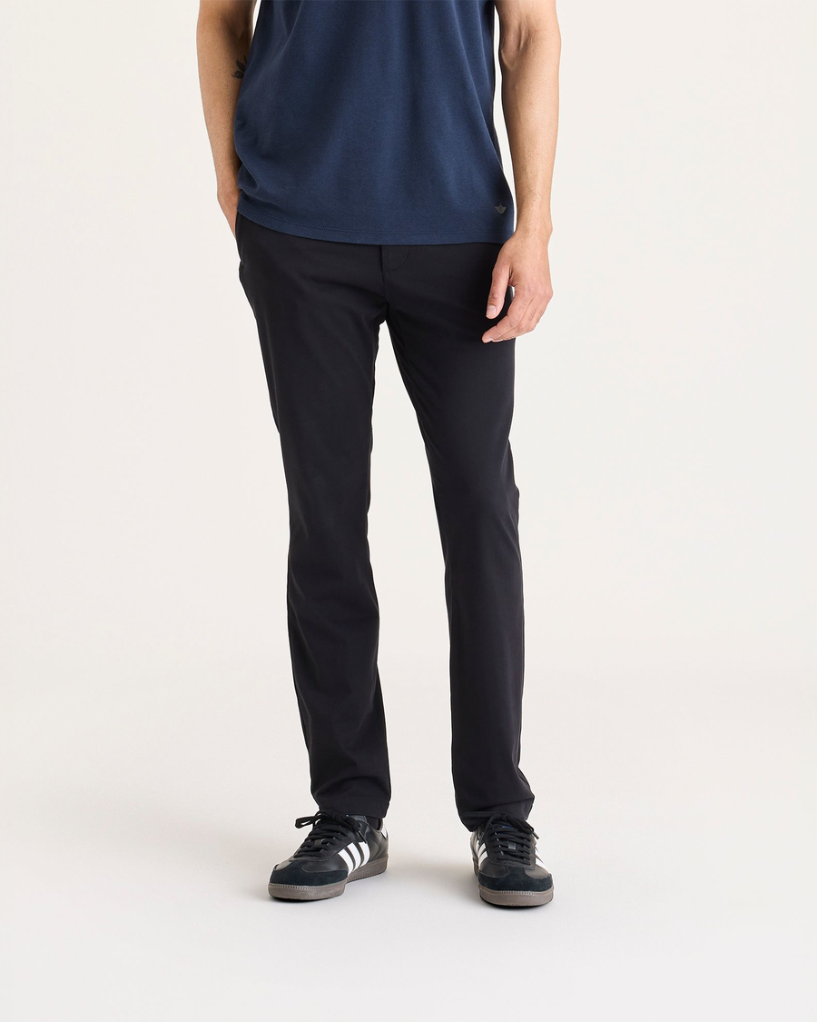 Front view of model wearing Beautiful Black Go Activeflex Chino, Skinny Fit.