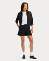 View of model wearing Beautiful Black Go Jacket with AceFlex, Regular Fit.