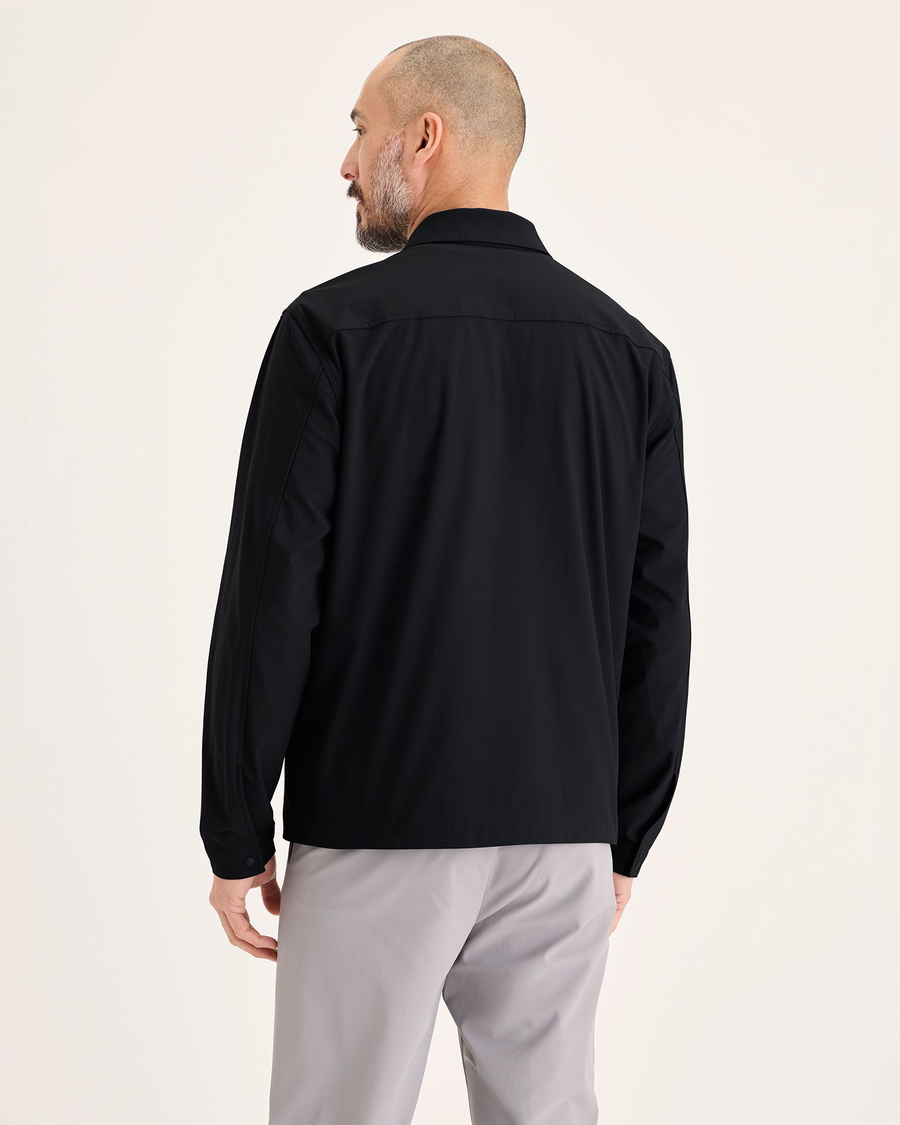 Back view of model wearing Beautiful Black Go Overshirt, Regular Fit with Airweave.