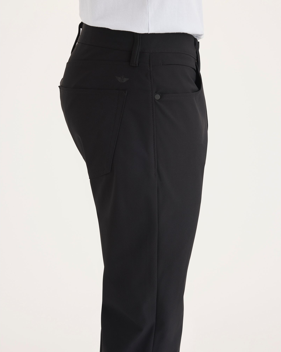 Side view of model wearing Beautiful Black Go Pant, Slim Fit with Airweave.