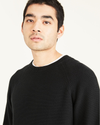 View of model wearing Beautiful Black Men's Regular Fit Crewneck Sweater.