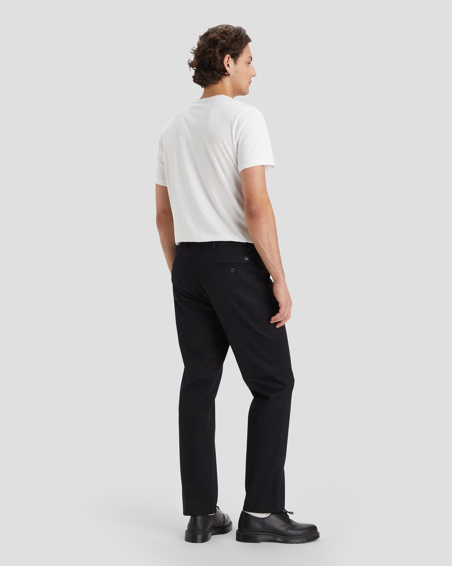 Back view of model wearing Beautiful Black Men's Straight Fit Original Chino Pants.