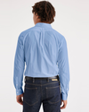 Back view of model wearing Bel Air Blue Men's Slim Fit Crafted Shirt.