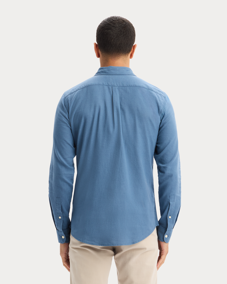 View of model wearing Bering Sea Icon Button Up Shirt, Slim Fit.