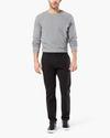 Front view of model wearing Black Big and Tall Tapered Fit Smart 360 Flex Alpha Chino Pants.