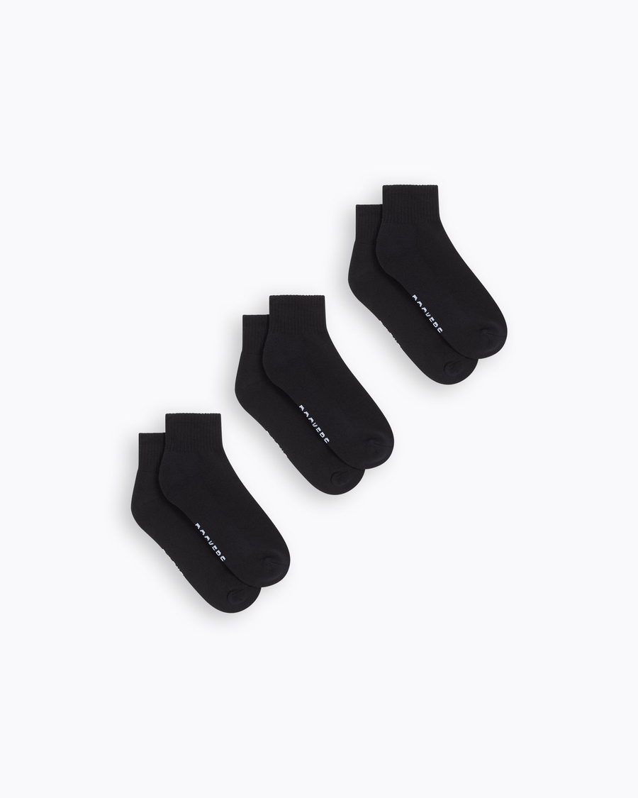 View of  Black Men's Quarter Socks - 3 Pack.