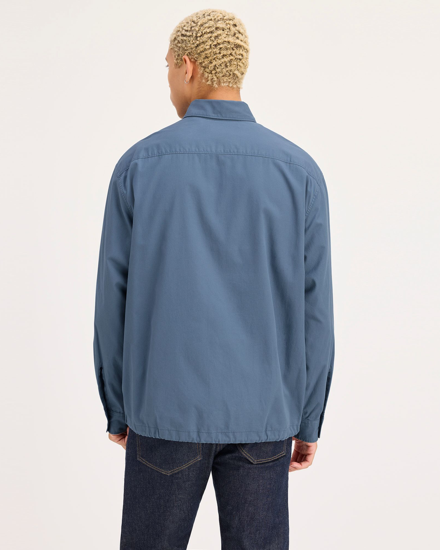 Back view of model wearing Bluefin Men's Relaxed Fit Coaches Shirt Jacket.