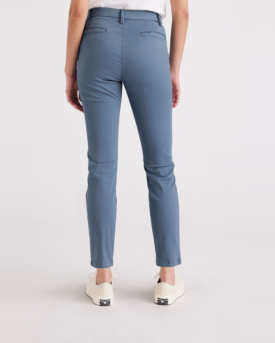 Back view of model wearing Bluefin Women's Skinny Fit Chino Pants.