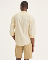 Back view of model wearing Buttercream Men's Slim Fit Casual Shirt.