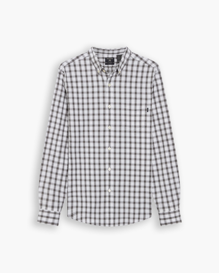 View of model wearing Calahan Chimera Lucent White Oxford Shirt, Slim Fit.