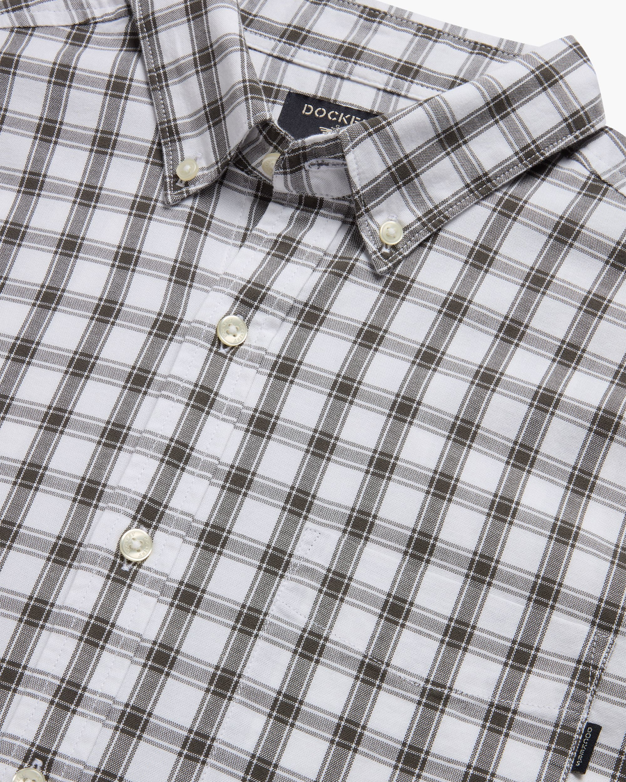 View of model wearing Calahan Chimera Lucent White Oxford Shirt, Slim Fit.