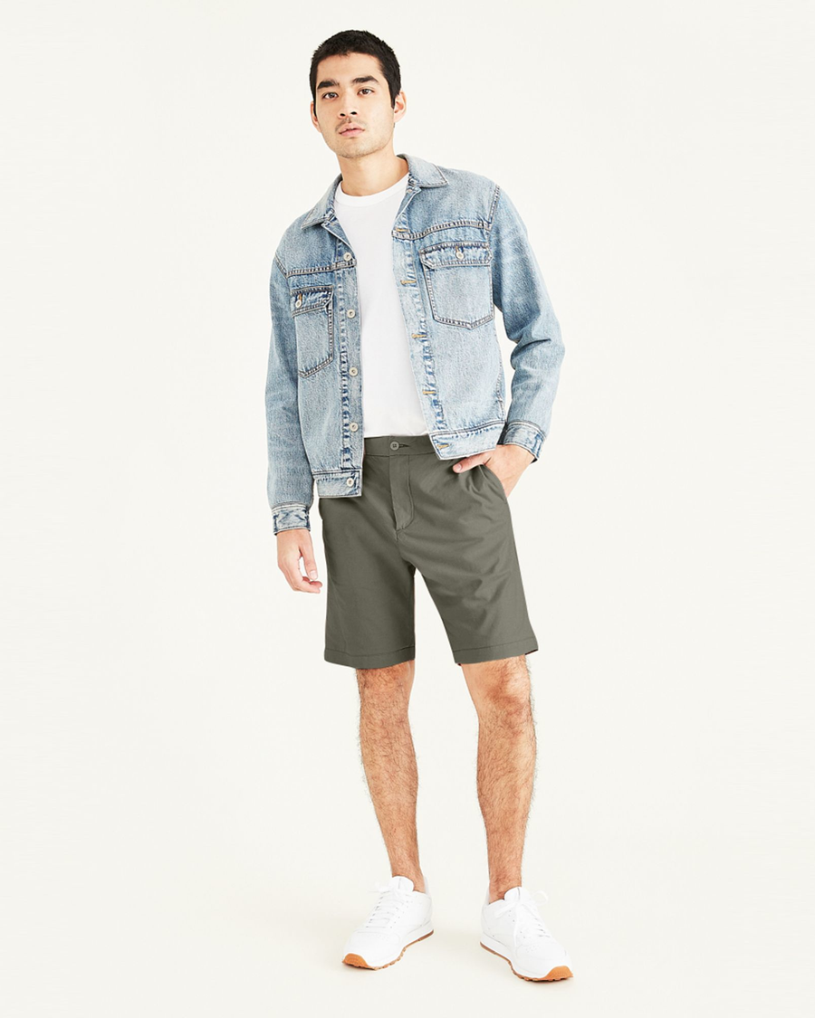 Front view of model wearing Camo Big and Tall Supreme Flex Modern Chino Shorts.
