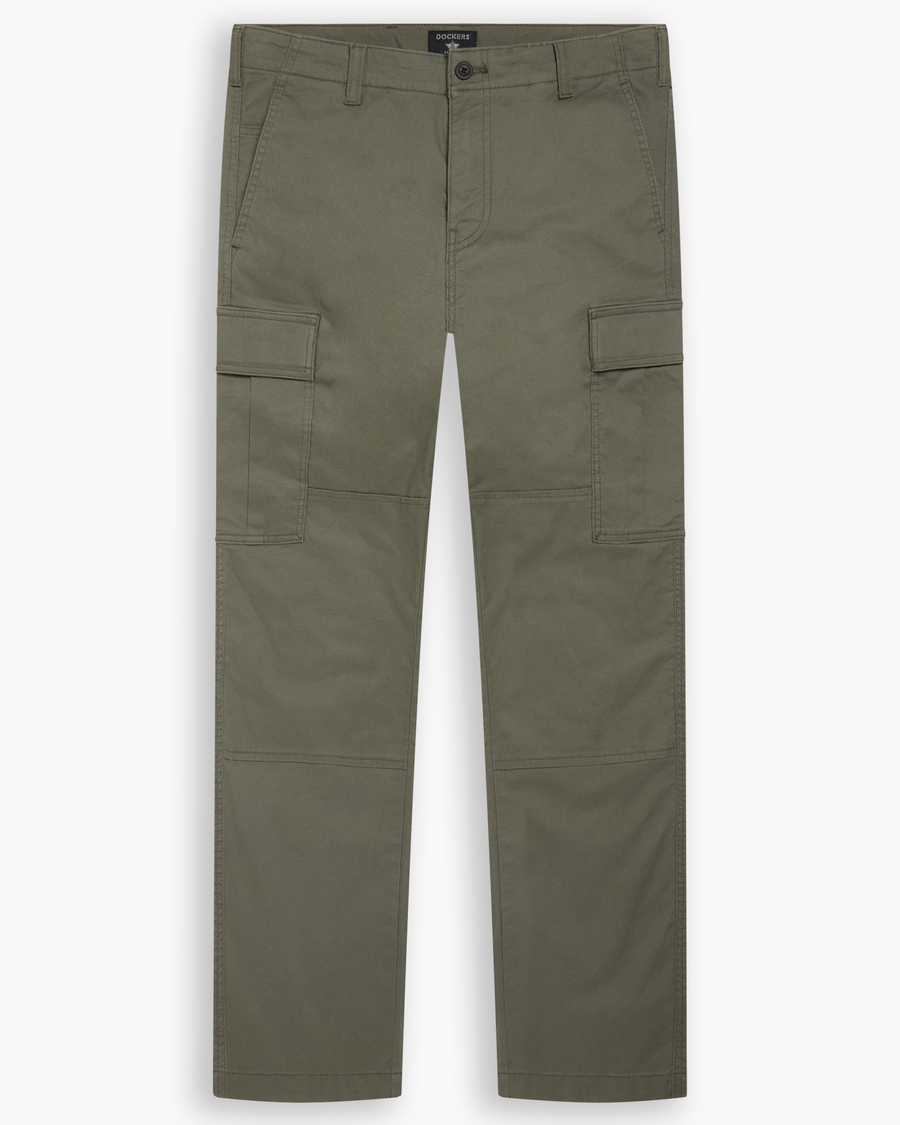 View of model wearing Camo Cargo Pants, Straight Fit.