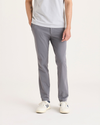 Front view of model wearing Car Park Grey Chino Go Activeflex, fit skinny.