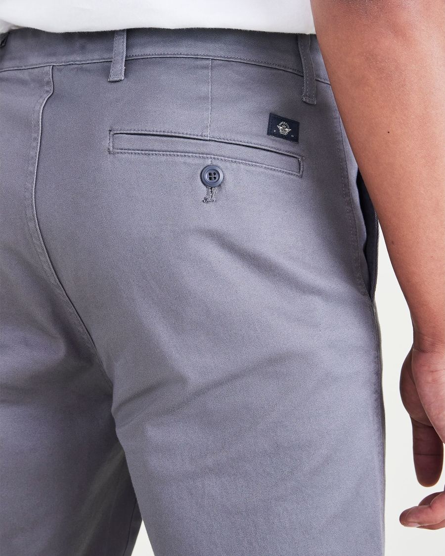 View of model wearing Car Park Grey Men's Slim Fit Original Chino Pants.