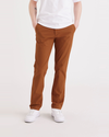 Front view of model wearing Caramel Café Crafted Khaki Pants, Slim Fit.