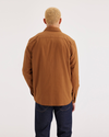 Back view of model wearing Caramel Café Men's Regular Fit Workwear Shirt.