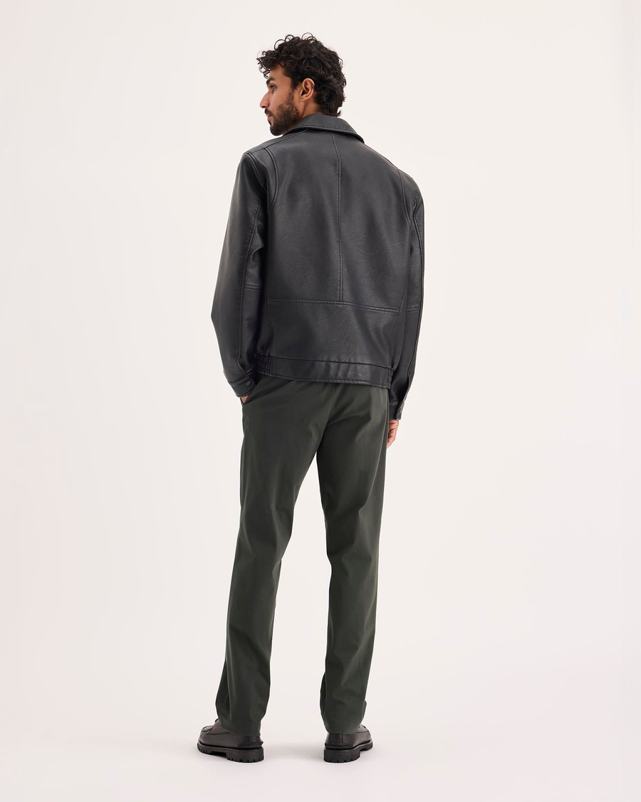 Back view of model wearing Chimera Crafted Khaki Pants, Slim Fit.