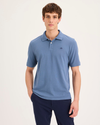 Front view of model wearing Coastal Fjord Pique Polo, Slim Fit.