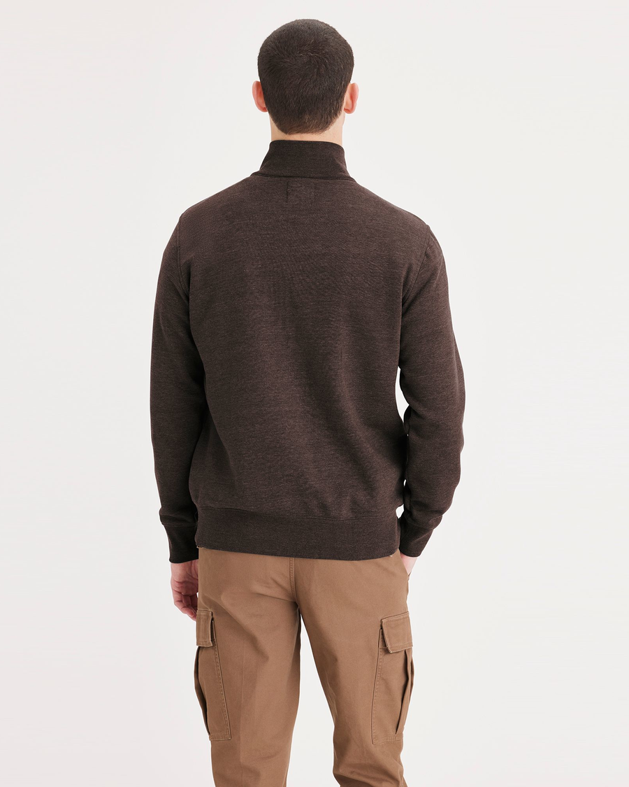 Back view of model wearing Coffe Bean Men's Regular Fit Icon Crewneck Sweatshirt.