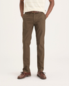 Front view of model wearing Coffee Liquer Men's Slim Fit Smart 360 Flex Alpha Chino Pants.