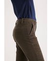 Side view of model wearing Crocodile Women's Slim Fit Weekend Chino Pants.