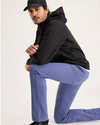 View of model wearing Crown Blue Chino Go Activeflex, fit skinny.