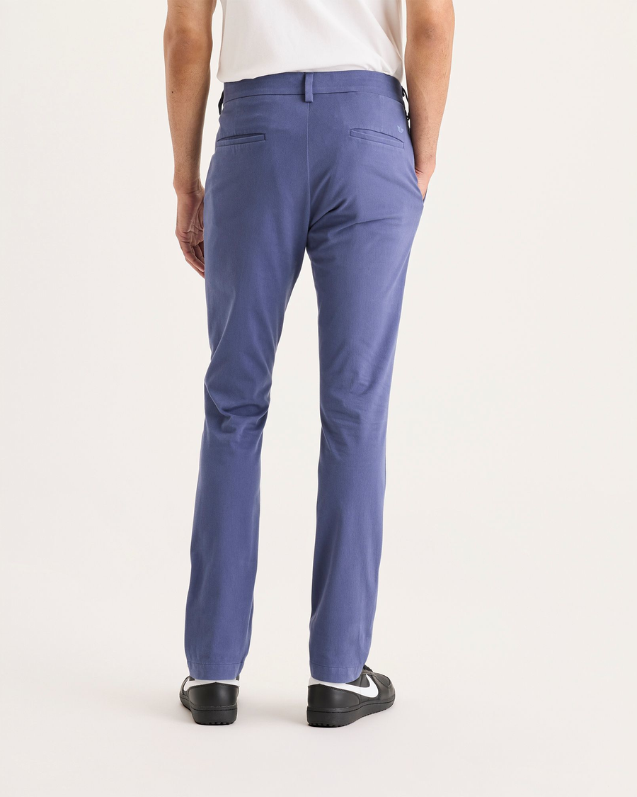 Back view of model wearing Crown Blue Go Activeflex Chino, Skinny Fit.