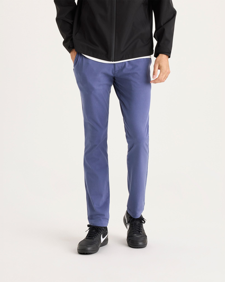 Front view of model wearing Crown Blue Go Activeflex Chino, Skinny Fit.