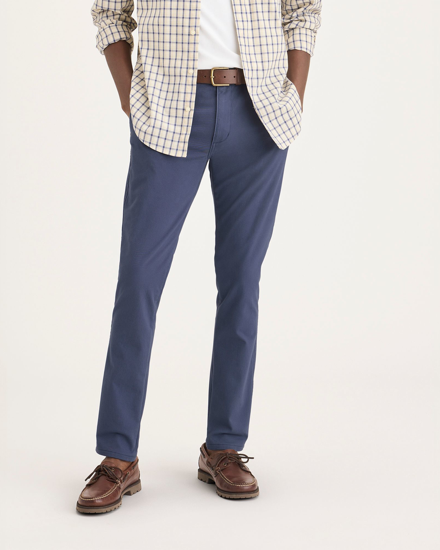 Front view of model wearing Crown Blue Men's Smart 360 Flex Ultimate Chino.