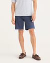 Front view of model wearing Crown Blue Men's Straight Fit Ultimate Short.