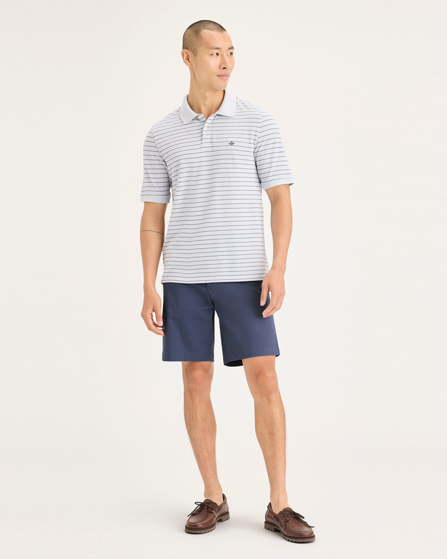 Front view of model wearing Crown Blue Men's Straight Fit Ultimate Short.