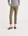 Front view of model wearing Cub Women's Slim Fit Weekend Chino Pants.