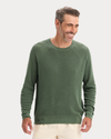 View of model wearing Duck Green Crewneck Sweater, Regular Fit.