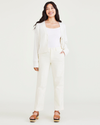 Front view of model wearing Egret Women's High Waisted Straight Fit Original Khaki Pants.