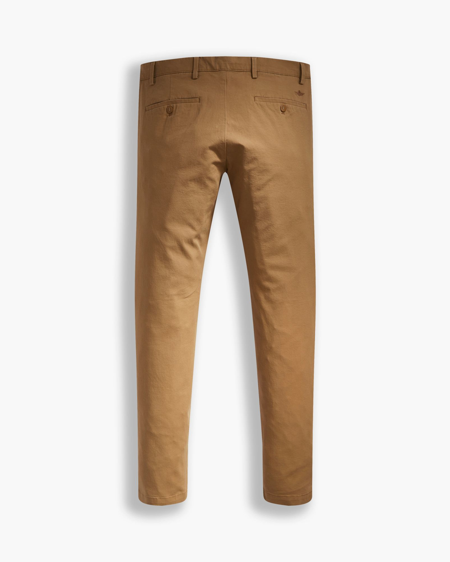 View of model wearing Ermine Crafted Khaki Pants, Slim Tapered Fit.