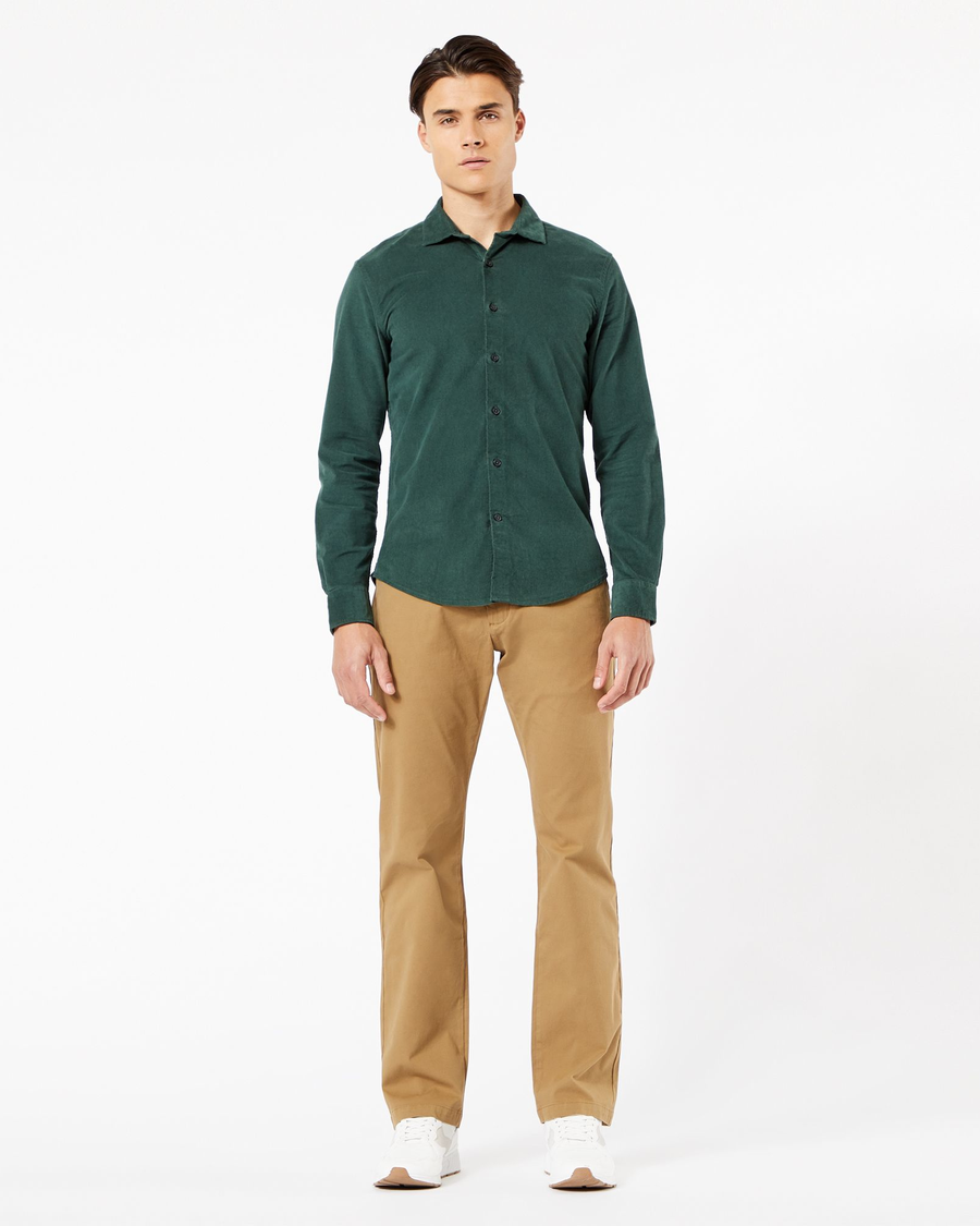 View of model wearing Ermine Men's Straight Fit Smart 360 Flex Alpha Chino Pants.