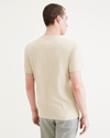 Back view of model wearing Fan Sahara Khaki (Navy Blazer) Men's Slim Fit Logo Tee.