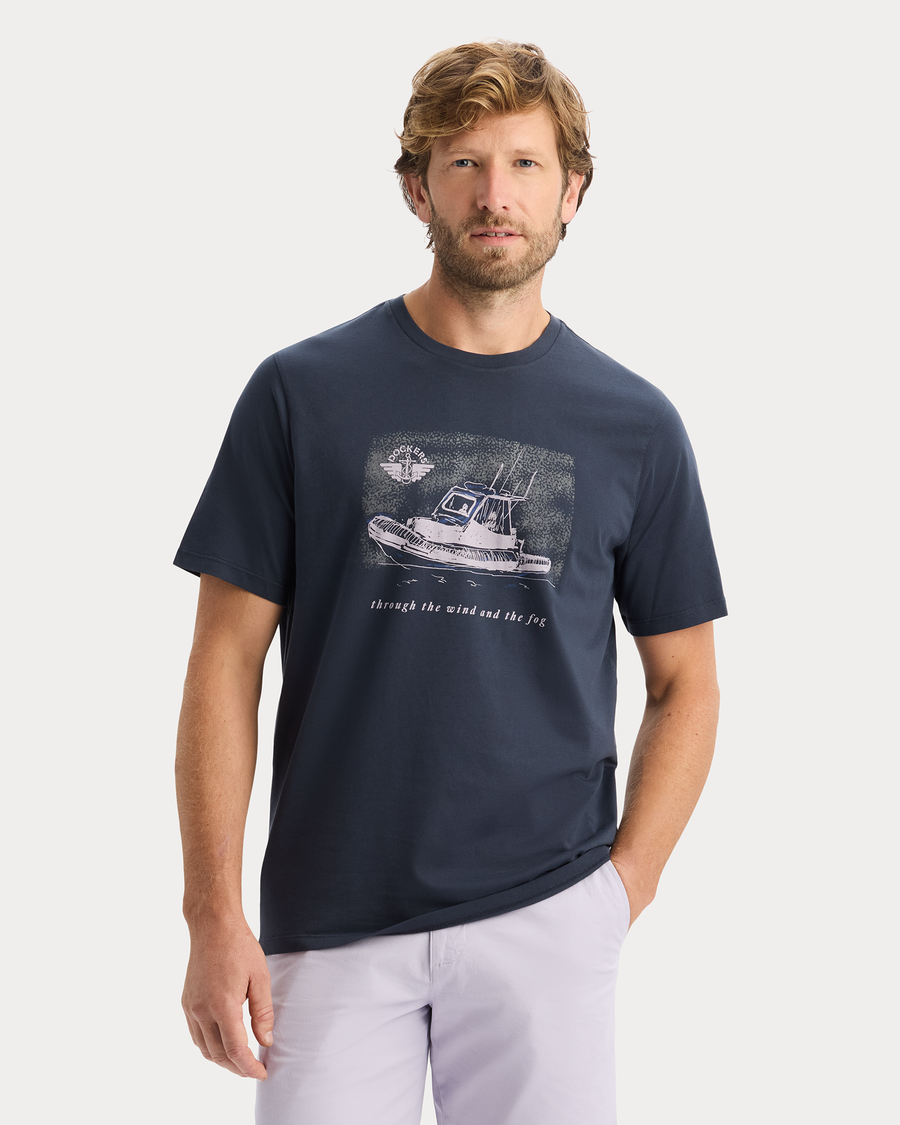 View of model wearing Fog India Graphic Tee, Regular Fit.