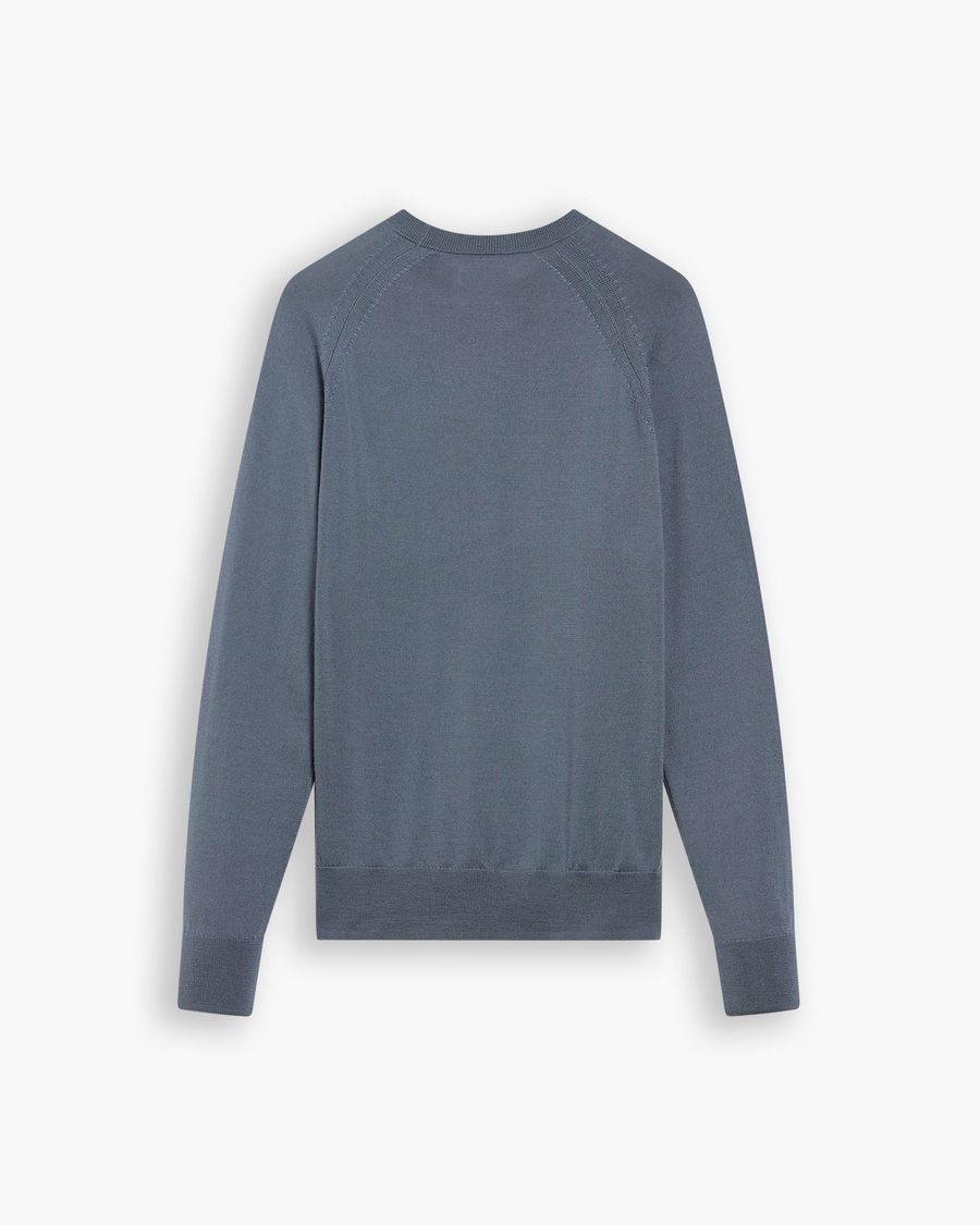 View of model wearing Folkstone Gray Crewneck Sweater, Regular Fit.