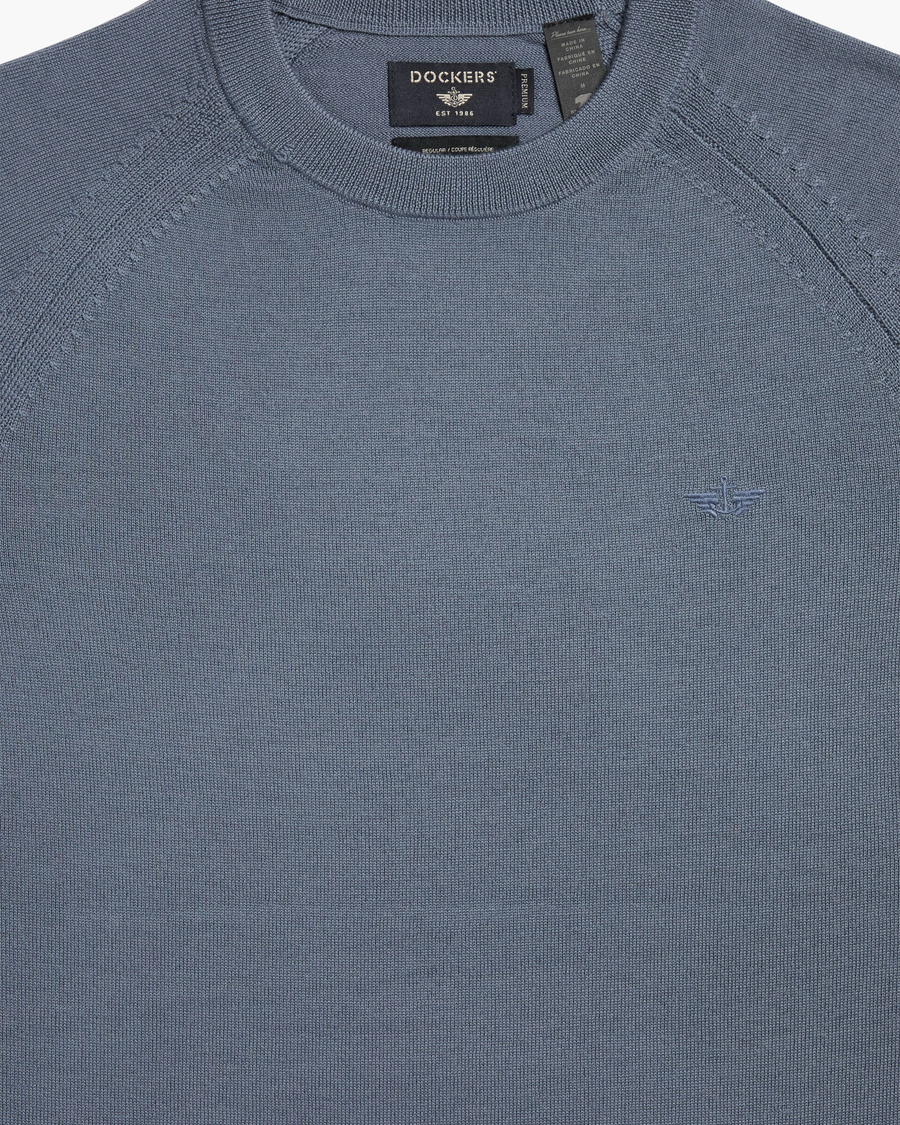 View of model wearing Folkstone Gray Crewneck Sweater, Regular Fit.