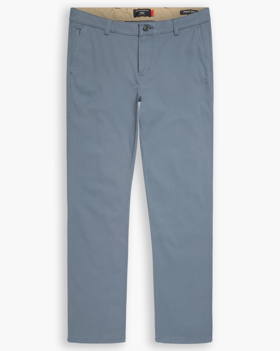 View of model wearing Folkstone Gray Ultimate Chino Pants with Smart 360 Flex™, Slim Fit.